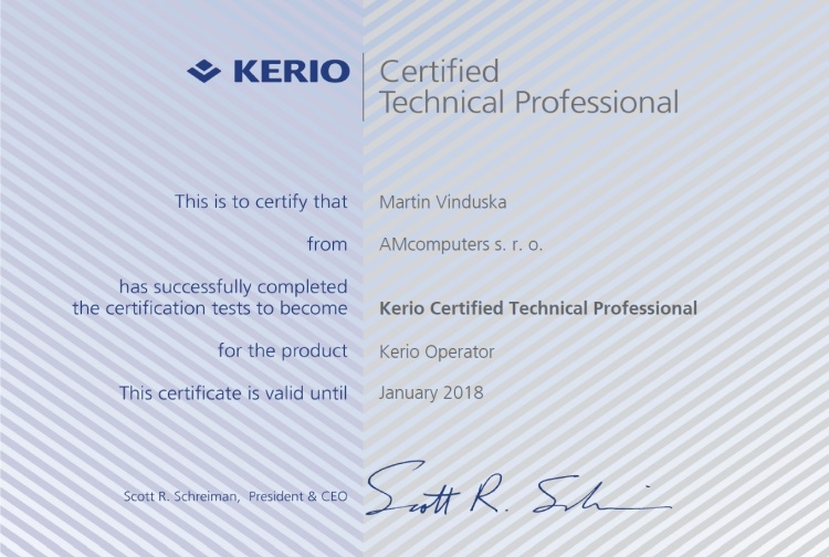 Kerio Certified Technical Professional - Operator